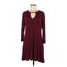 American Eagle Outfitters Casual Dress - A-Line Crew Neck 3/4 sleeves: Burgundy Solid Dresses - Women's Size Medium