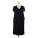 Maurices Casual Dress - Midi V-Neck Short sleeves: Black Solid Dresses - Women's Size 2X-Large