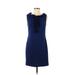 Trina Turk Cocktail Dress - Sheath Crew Neck Sleeveless: Blue Print Dresses - Women's Size 6