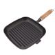 Cast Iron Skillet with Wooden Handle, Non Stick Cast Iron Grill Pan Nonstick Grill Pan for Meats Steak Fish, Multifunctional Frying Pan Fast Heating