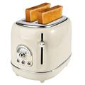 Pateyney 2 Slice Toaster Retro Stainless Steel Toaster,Extra-Wide Slot Toaster, 6 Adjustable Toast Settings,Removable Crumb Tray,Defrost, Cancel,Reheat Functions (Cream)