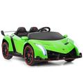 COSTWAY 12V Electric Ride on Car, 2-Seater Licensed Lamborghini Racing Cars with Remote Control, Swing Mode, LED Lights, Horn, USB/MP3/TF, 4 Suspension Wheels Vehicle for Kids (Green)