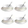 Artvigor Cups & Saucers Sets with Spoons, Bone China 12 Pieces Tea Coffee Cup Set with 3-Piece Cups, 3-Piece Saucers and 3-Piece Saucers, Service for 4