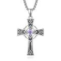 June Birthstone Cross Necklace Sterling Silver Celtic Cross Necklace for Men Garnet Cross Pendant Necklace Irish Jewellery June Birthstone Gifts for Men