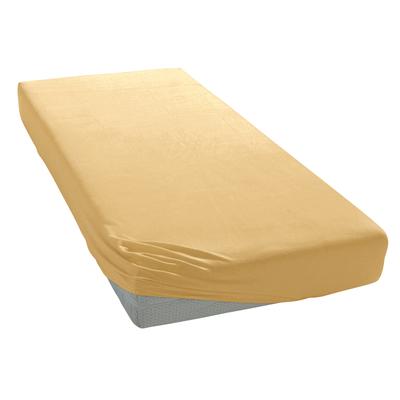 Spannbettlaken BELLANA "Melone in Gr. 70x140, 90x200, 140x200 oder 180x200 cm", beige (weizen), B:120-130cm L:200cm, Mako-Jersey, Obermaterial: 100% Baumwolle, Laken, Baumwolle, Matratzen bis 25cm Höhe, Spannbetttuch auch für Kinder Image