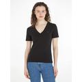 T-Shirt TOMMY HILFIGER Gr. L (40), schwarz (black) Damen Shirts V-Shirts