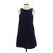 TOBI Casual Dress - Mini Crew Neck Sleeveless: Blue Print Dresses - Women's Size Large