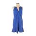 J.Crew Casual Dress - Mini Plunge Sleeveless: Blue Print Dresses - New - Women's Size 00