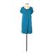 J.Jill Casual Dress - Shift Scoop Neck Short sleeves: Teal Print Dresses - Women's Size Large Petite