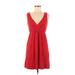 Forever 21 Casual Dress - Mini V Neck Sleeveless: Red Print Dresses - Women's Size Medium