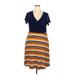 Gilli Casual Dress - A-Line V Neck Short sleeves: Blue Stripes Dresses - Women's Size 3X