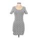 Topshop Casual Dress - Bodycon Scoop Neck Short sleeves: Gray Dresses - Women's Size 6
