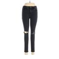 American Eagle Outfitters Jeggings - Mid/Reg Rise Skinny Leg Trashed: Black Bottoms - Women's Size 8 - Black Wash
