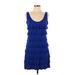 Isle By Melis Kozan Casual Dress - A-Line Scoop Neck Sleeveless: Blue Solid Dresses - Women's Size Large