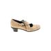 Fidji Heels: Slip-on Chunky Heel Boho Chic Ivory Shoes - Women's Size 36.5 - Round Toe