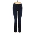 FRAME Denim Jeggings - Mid/Reg Rise Skinny Leg Boyfriend: Blue Bottoms - Women's Size 29 - Dark Wash