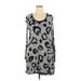 Kensie Casual Dress - Mini Scoop Neck Long sleeves: Gray Leopard Print Dresses - Women's Size X-Large