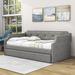 Alcott Hill® Cafaro Twin Size Daybed w/ Twin Size Trundle Upholstered/Linen in Gray | 30 H x 42 W x 80 D in | Wayfair