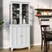 Red Barrel Studio® Ellerby 72" Freestanding Kitchen Pantry w/ Glass Doors & Adjustable Shelves Wood in White | 72 H x 29 W x 16 D in | Wayfair