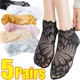 10Pcs=5Pairs Invisible Lace Flower Socks Women Non-slip Liner Mesh Sock Female Summer Elastic