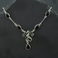 Dracarys Drachen Halskette Sterling Silber Granat Halskette Schwarz Onyx Schmuck. Daenerys Halskette