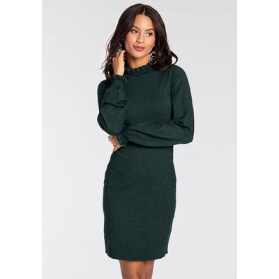 Strickkleid LAURA SCOTT, Damen, Gr. 34, N-Gr, grün (petrol, melange), Strick, Obermaterial: 50% Viskose, 28% Polyester, 22% Polyamid, unifarben, clean, feminin, figurbetont mini, Rundhals, Langarm Rüschen, Kleider, festlich, lang, feminin und... Image