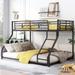 Metal Floor Bunk Bed Twin XL Over Queen Bunk Bed with Sloping Stairs and Guardrails for Girls, Boys, No Need Spring Box