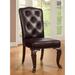 Traditional Formal Set of 2 Side Chairs, Leatherette Upholstered Dining Chairs with Tufted Back and Wood Legs, Dining Furniture