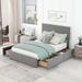 Full-Size Velvet Upholstered Platform Bed,Bedroom Bed with Four Drawers/Adjustable Headboard(2 Colors）