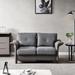 Linen Fabric Faux Leather Loveseat Sofa w/ Storage Boxes & Flared Arms, Straight Row Loveseat Sofa for Living Room, Dark Grey