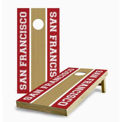 San Francisco 49ers Striped Cornhole Game (Choose Wraps or Boards)