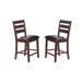 Set of 2 Counter Height Solid Wood Dining Chairs, Faux Leather Upholstered Side Chairs with Sturdy Wood Frame & Solid Wood Legs