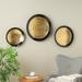 White, Dark Blue or Gold Metal 3D Circular Disk Abstract Wall Decor with Gold, Brown or Black Accents (Set of 3)