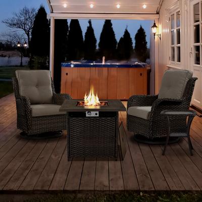 30 inch Fire Pit Table with PE Swivel Chairs