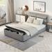 Grey Velvet Full Size Upholstery Bed - Storage Headboard, Solid Construction, Easy Assembly, Glam Accents