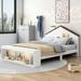 Full Size House Platform Bed w/ LED Lights Storage Upholstered Bed, White