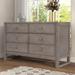 Wooden 6 Drawers Double Dresser, Wide Chest of Drawers, Traditional Bedroom Furniture, 47.8" D x 18.9" W x 30" H