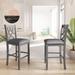 Farmhouse 2 Piece Linen Padded Seat Round Counter Height Kitchen Dining Chairs with Wooden Cross Back and Prop Footrest