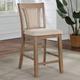 Fabric Upholstered Counter Height Dining Chair Set 2pc, Kitchen Solid Wood Side Chair with Unique Design Back, Dining Furniture