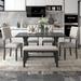 6-Pcs Wooden Kitchen Dining Table Set with Upholstered Chairs & Bench
