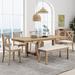 Farmhouse 6-Piece Dining Set Extendable Dining Table with 4 Upholstered Dining Chairs and Bench, Two 11"Removable Leaf