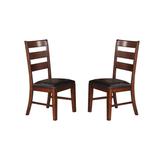 Classic PU Leather Upholstered Cushion Dining Chairs Set of 2, Kitchen armless Side Chair with Sturdy Wood Frame and Ladder Back