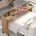 70.9" Mobile Over Bed Table with Wheels Large Overbed Desk with Outlet and USB for Home Bedroom