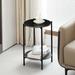 2-Layers End Table Modern Ins Nightstand Round Glass Marble Top Coffee