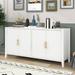 Accent Storage Cabinet with Metal Handles, Sideboard Wooden Cabinet with 4 Doors & 2 Layers Space, Buffet Sideboard for Hallway