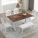 6-Piece Wood Rectangular Dining Table Set with 4 Upholstered Chairs & Bench