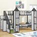 Metal Twin over Twin Castle-Shaped Bunk Bed with Wardrobe