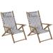 Set of 2 Beach Chairs - Outdoor Weather-Resistant Wood Folding Chairs with Carry Straps and Reclining Seat by Lavish Home (Gray)