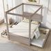 Elegant Design Wood Canopy Bed with Trundle Bed and Ttwo Drawers ,Full Size Canopy Platform Bed