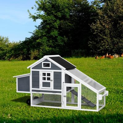 Gray Small Outdoor Poultry Cage Animal House Chicken Hutch with Running Cage